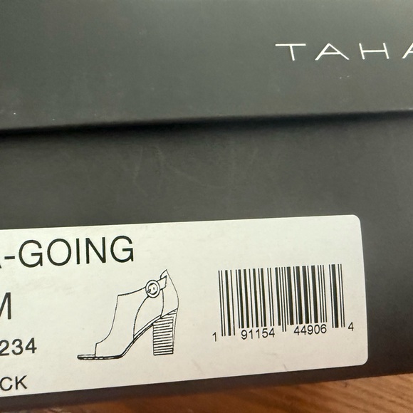 Tahari Black Open-Toe Leather Heels - Picture 4 of 4